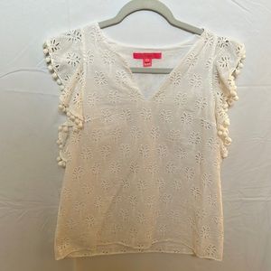 Lilly Pulitzer Palm Tree Eyelet Shirt - White